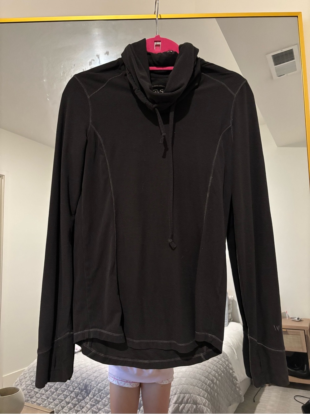 White Sierra Black Cowl Neck Lightweight Pullover